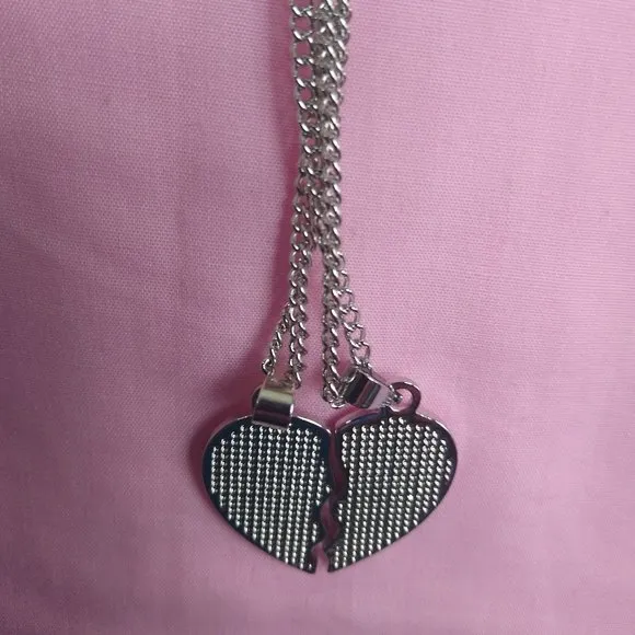 Pendant Gift Black Silver Big/Little Sis Charm Chain Necklace 10"in. - Image 3