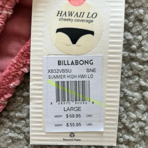 NWT Billabong Summer High Tank Bikini Set Pink Textured Medium Summer Beachy - Image 10