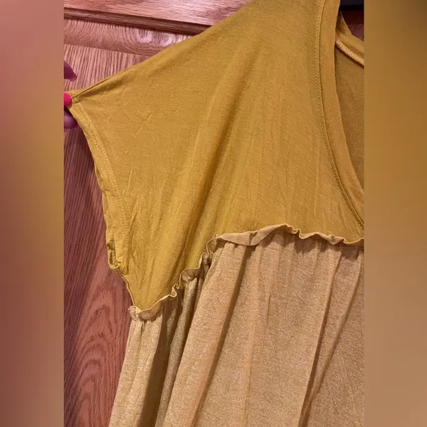 Saturday Sunday by Anthropologie Yellow Tiered Ruffle Maxi‎ Dress Size Small - Image 9
