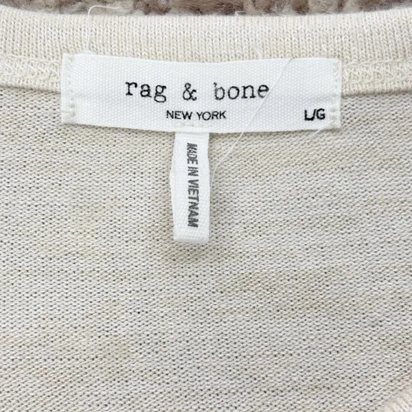 rag & bone Striped Long Sleeve Top Womens LG Beige White Bell Sleeve Jersey‎ - Image 6