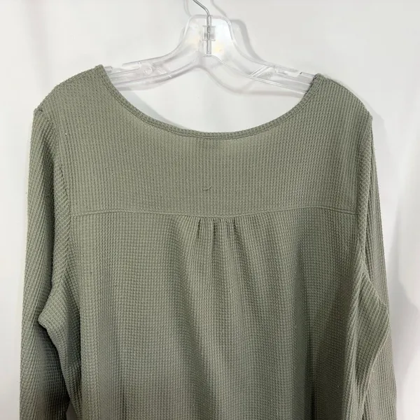 Cato Plus Size 18 20 Top Sage Green‎ Long Sleeve Waffle Knit Thermal Lace 771 - Image 6