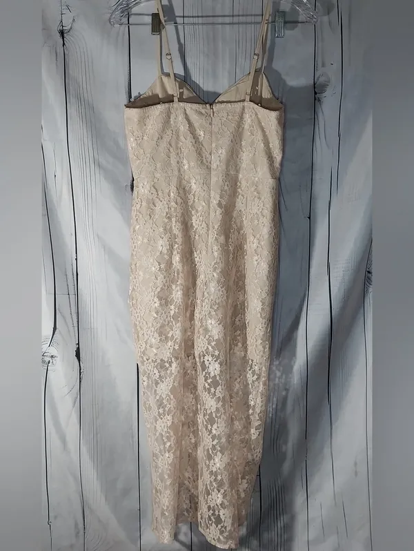 Cider Floral Lace Formal Wedding Guest BodyCon Sweetheart Corset Cami Midi Dress - Image 2
