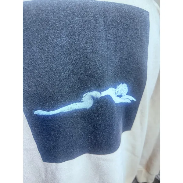 Forever 21 Marilyn Monroe Graphic Hoodie Beige Quote Sweatshirt Womens Medium - Image 3