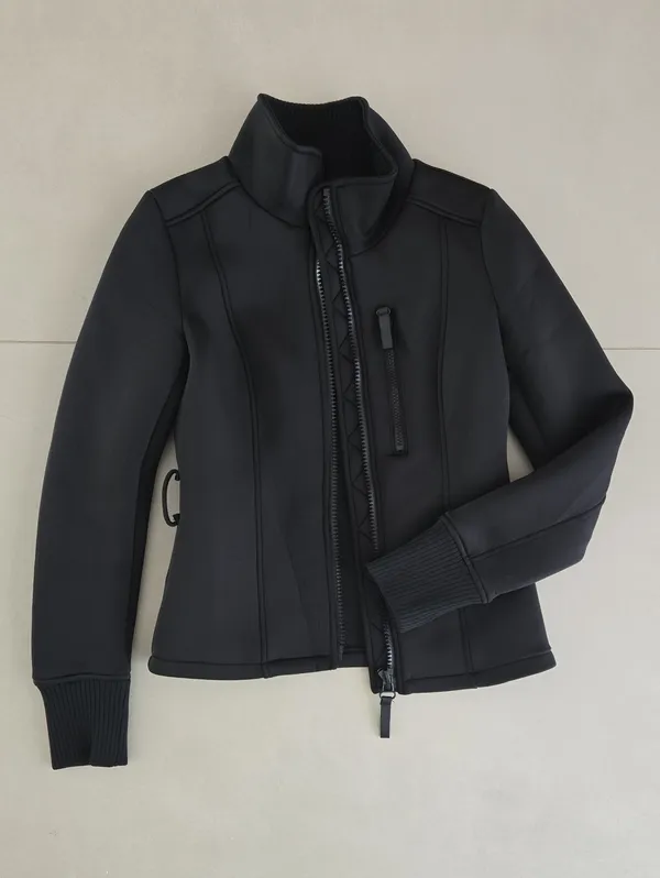 Zara Black Bomber Jacket with High Collar Size XS. - Image 2