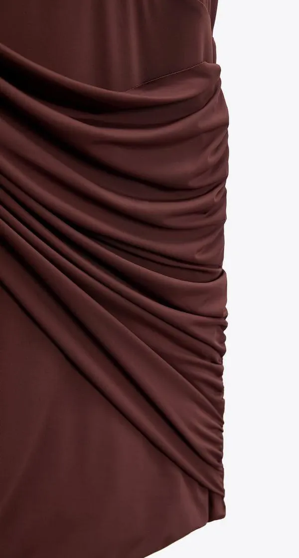 ZARA NWT brown CUT OUT ASYMMETRICAL DRESS - Image 7