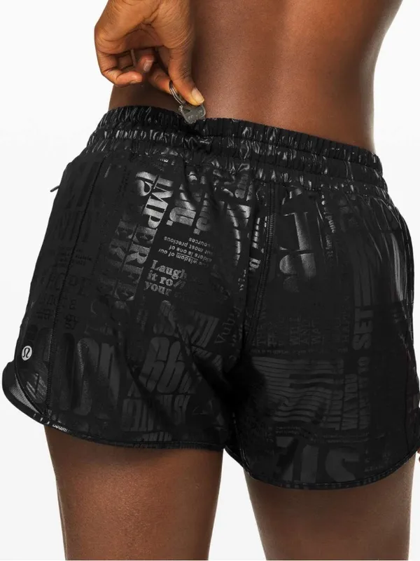 Lululemon Hotty Hot Short II *Long 4" Manifesto 20YR Manifesto Foil Black Black - Image 2