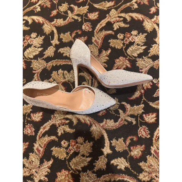 BCBG Generation Light Gray Bling Heels 4 Wedding Or Formal Event Sz 10 - Image 5
