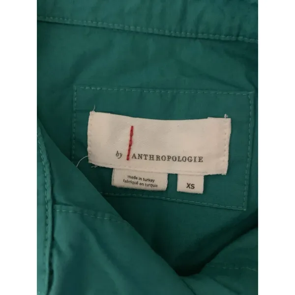 Anthropologie Polly Dress Button Front Green Pleated A Line Casual XS - Image 4