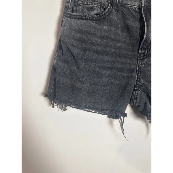American Eagle‎ Strigid Mom Short Black Distressed Raw Hem Denim Shorts Size 00 - Image 3