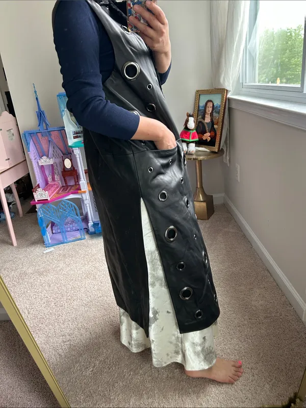 Sheep skin leather long vest. M - Image 11