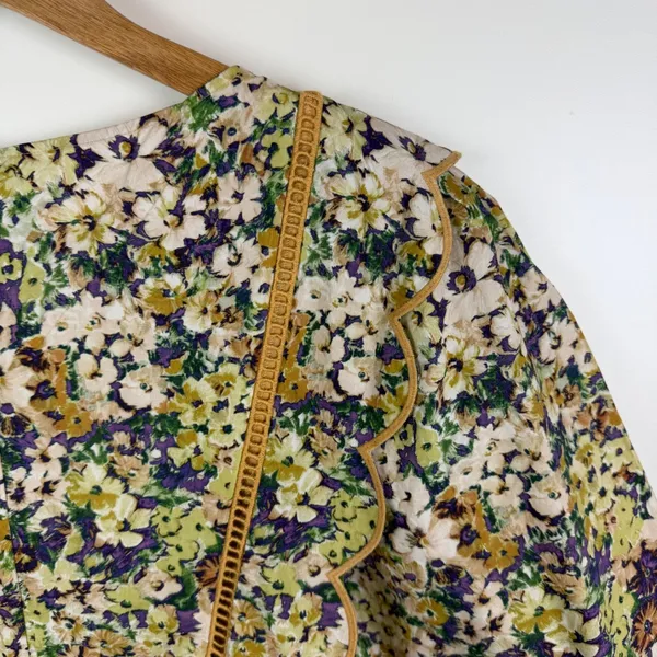 NWT‎ & Other Stories Scalloped Mini Dress Sz XS Floral Cottage Romantic Feminine - Image 4