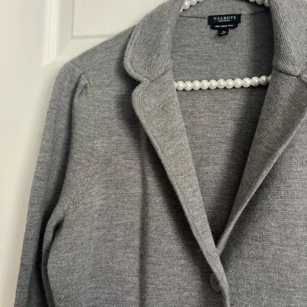 Talbots Sweater Blazer in Merino Wool XP Plus Petite Grey - Image 4