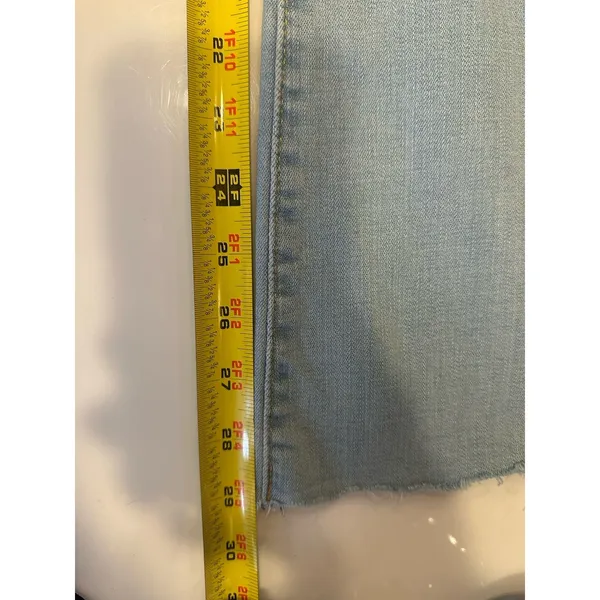 Levi’s 726 Flare Jeans Women's Size 29x30(actual 29) Light Blue Raw Hem Stretch - Image 9
