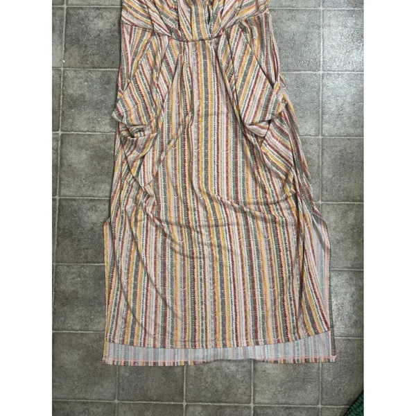 BCBGeneration Womens Multi Color Striped Halter Maxi Dress Pink Yellow Green M‎ - Image 5