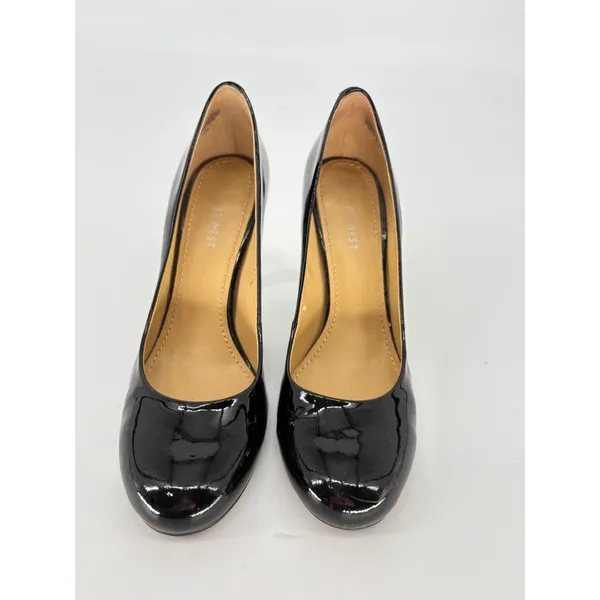 Nine West Ambitious Pumps Womens 7.5 Black Patent Leather Stiletto Round‎ Toe - Image 5