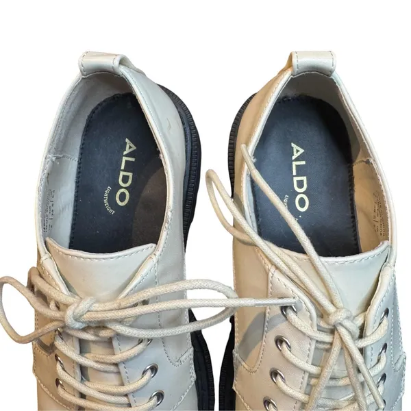 Aldo Shoes Womens 8 White Synthetic Lace Up Lug Sole Platform Flats Oxfords - Image 3