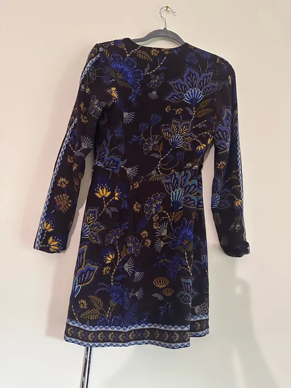 FARM Rio Brown Garden Floral Wrap Mini Dress Size S - Image 13