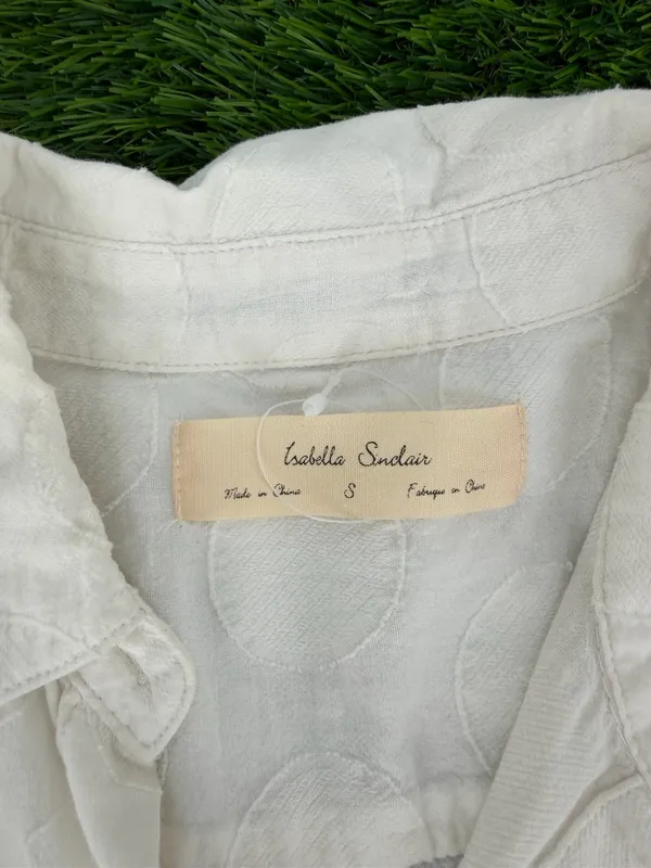 Anthropologie Isabella Sinclair Belia Peplum Popover Cotton White Dot Button Top - Image 8