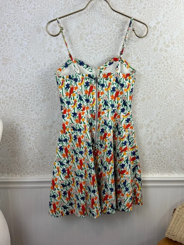 alice + olivia White Nella Bird Pattern Sleeveless Mini Dress - Size - 0 - Image 11