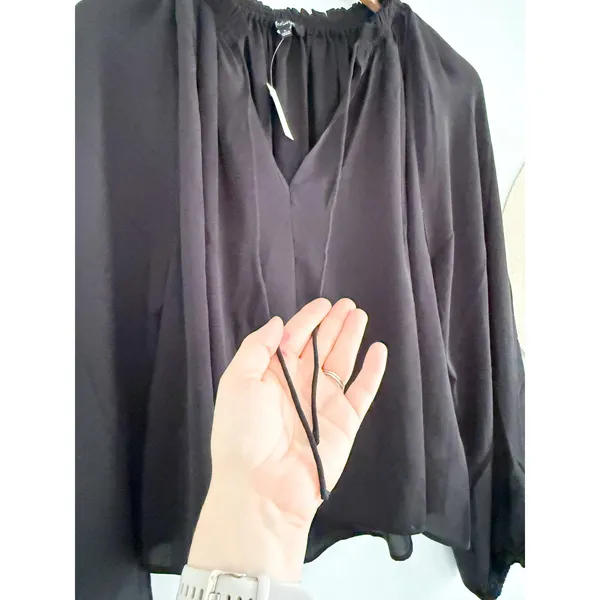 Madewell | NWT Tie Neck Blouse Black‎ Long Sleeve Top | Sz L - Image 5