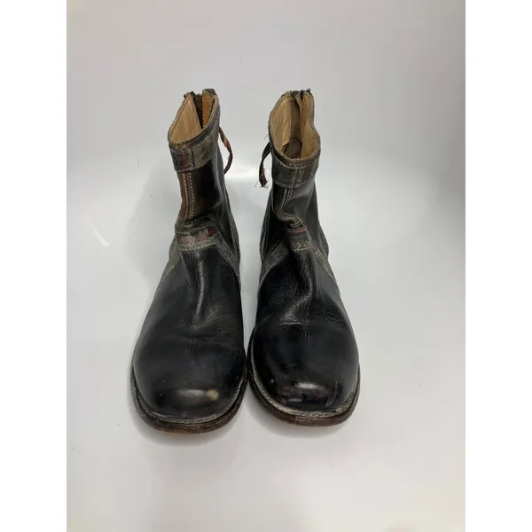 Bed Stu Cobbler Series Boots Womens 8 Black Good Distressed Leather Woven Trim - Image 3
