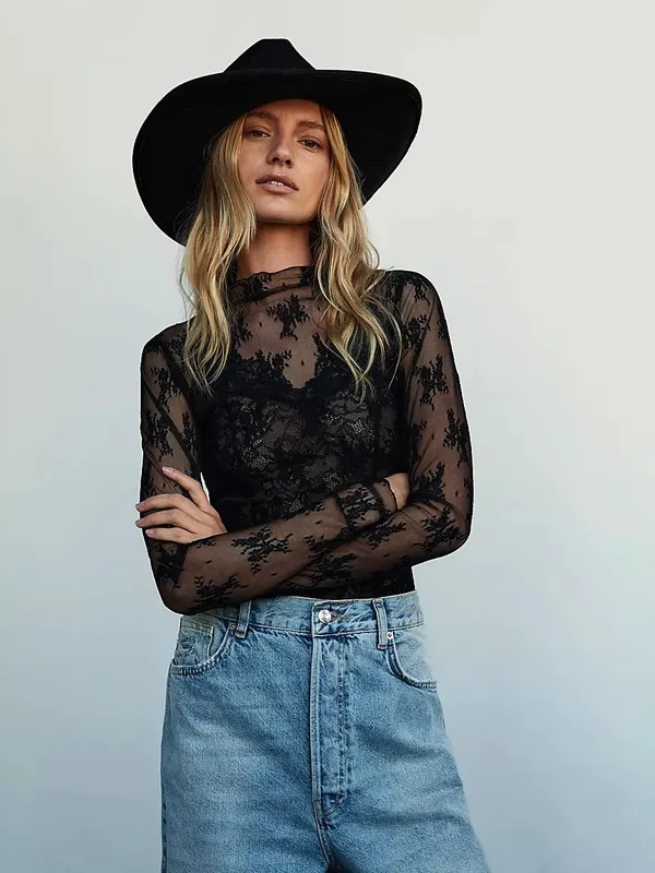Free People Lady Lux Layering Top- Black - Image 8