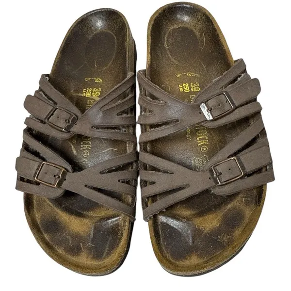 Birkenstock Granada Brown Leather Strappy Sandals Cork Footbed Sandals SZ 8 - Image 2