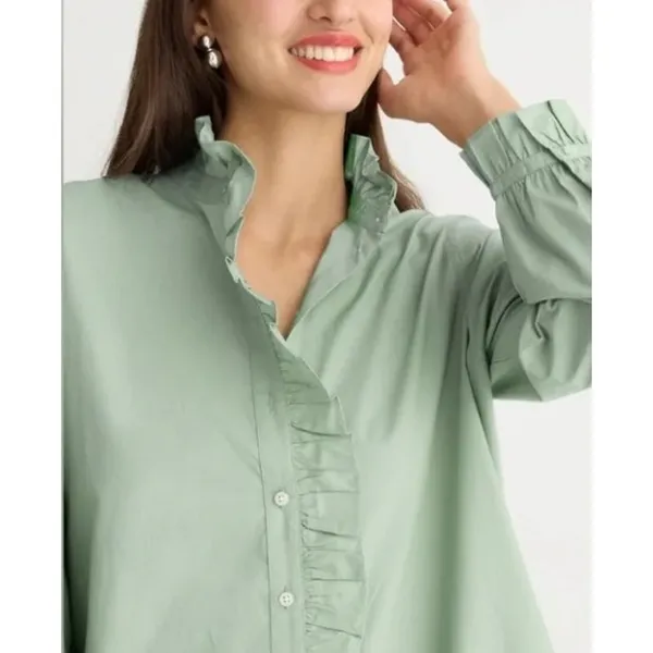 NWT J. Crew Cottage Shirt Dress in Green Sz. 8 - Image 2