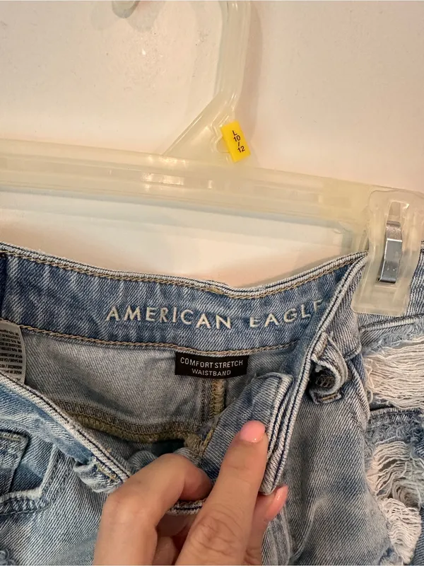 American Eagle Outfitters Light Blue Distressed Denim Shorts - Image 3