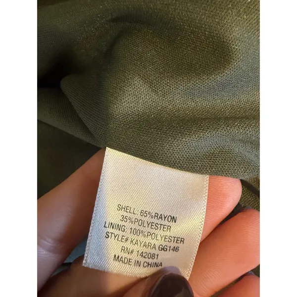 MI AMI Olive Green Ruffle V Neck Open Back Tie Mini‎ Dress Women's Size S - Image 4