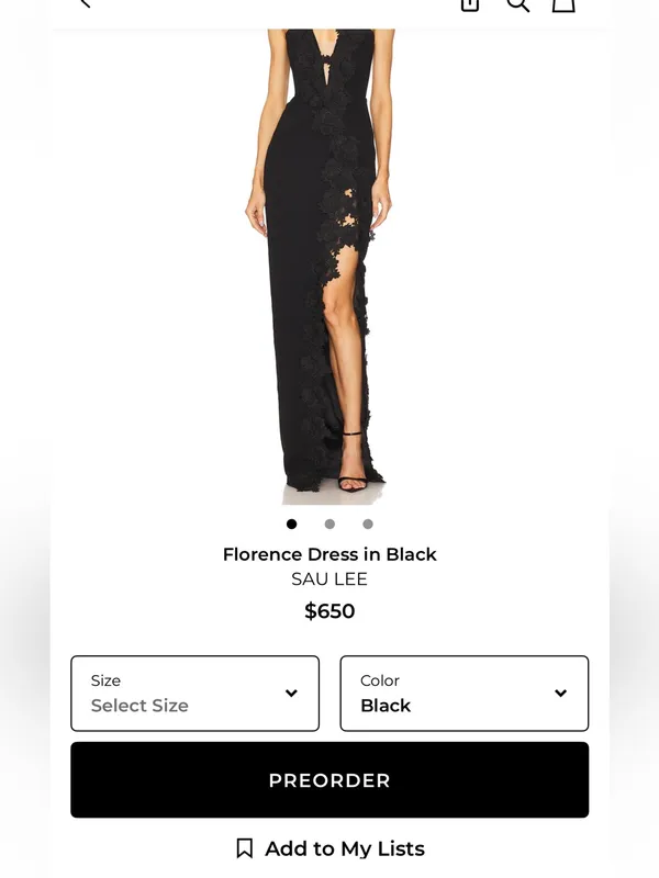 Sau Lee Florence Dress in Black Size 4 SAULEE $650 - Image 4