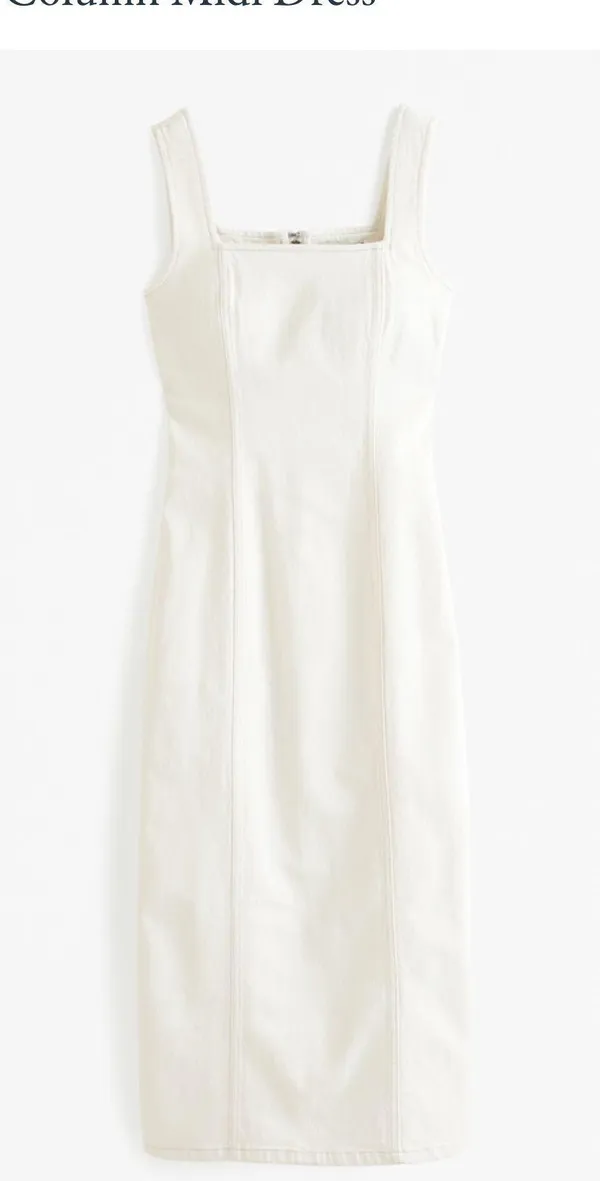 Abercrombie Denim Column Midi Dress Cream - Image 2