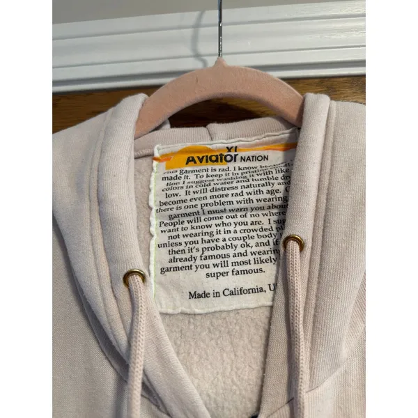 Aviator Nation Unisex 5 Stripe Relaxed Zip Hoodie Vintage White XL - Image 3