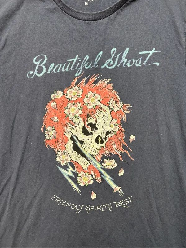 ED Hardy size medium unisex Beautiful Ghost Navy Graphic Tee flaw - Image 3