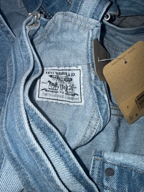 Levi's NWT Shortall Light Wash Cuffed Denim Vintage Festival Short Overalls XL - Image 6
