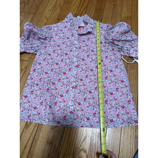 Hyacinth House Tuckernuck NWT Louisa Button Front Pink Multi Floral Blouse XS - Image 9