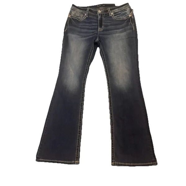 Miss Me Jeans, Women's Size 32 Blue, Denim, Gems Back Pocket, Flared - Image 5