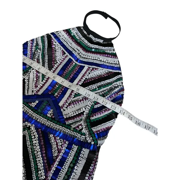 NBD x Naven Twins Womens Small Sequin Beaded Halter‎ Open Back Mini Dress Black - Image 10