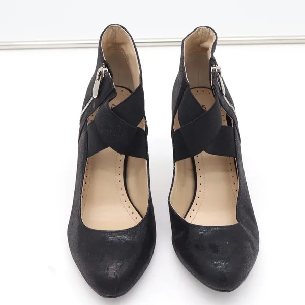 Adrienne Vittadini Pumps Womens 9 Tigress Black Snakeskin Embossed Zip Excellent - Image 3