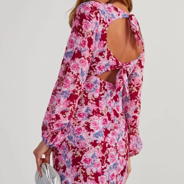 Lush Galata Chiffon Floral Midi Dress - Image 11