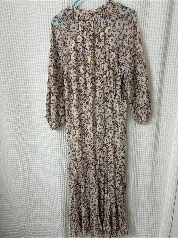 Z Supply Char La Paz Floral Midi Dress Latte Floral Tiered Medium NWT - Image 9