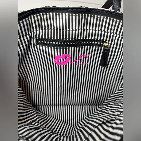 Luv Betsey By Betsey Johnson Pink Black Large Bag Bows Tote Quilted Y2K‎ Quirky - Image 14