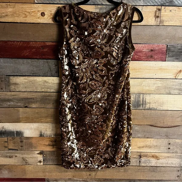 Flounce Gold Velvet Sequin Mini Dress Size 8‎ - Image 2