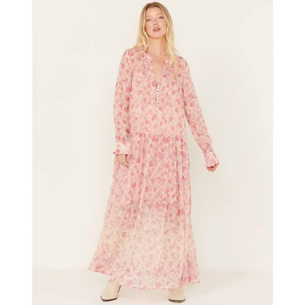 Free People Dress Womens Medium NEW See It Through Pink Boho Maxi Sheer NWOT - Image 3