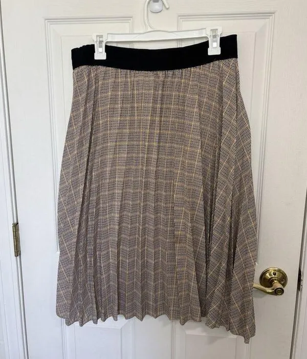 VTG Women’s Pleated Plaid Midi Skirt Size Large Dark Academia Wear to Work Twee - Image 3