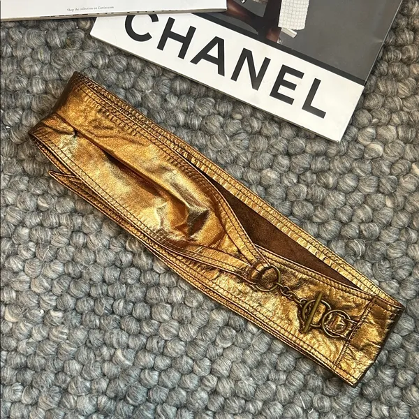 Non Signe Bronze Leather Wrap Belt Size S/M - Image 2