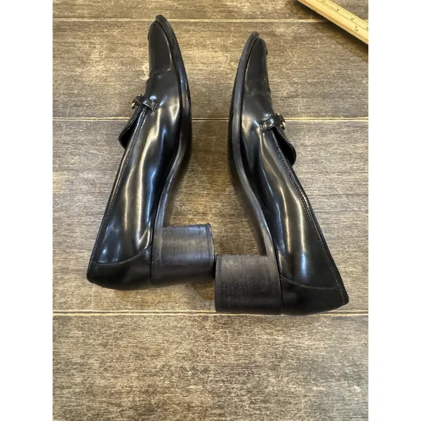 Vintage Coach Made in Italy 2" Block Heel Black Leather Y2K Horse‎ Bit Size 8N - Image 7