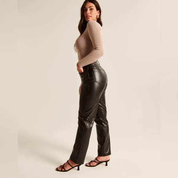 Curve Love Vegan Leather 90s Straight Leg Pant - Image 3