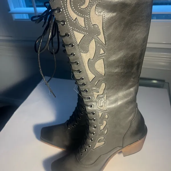 Boots Boots lace up size 8 western moto giddyup boots NEW festival - Image 6
