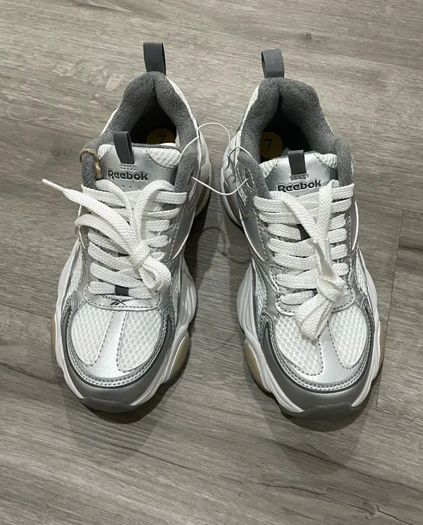 Reebok gray and white chunky sneakers  - Image 2